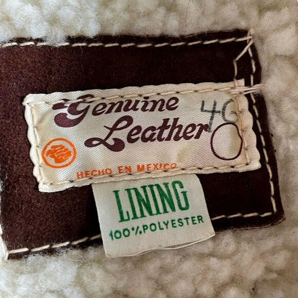 Western Vest Jacket Vintage 1970s Mens Brown Suede Faux Shearling Size XXL - Picture 8 of 14